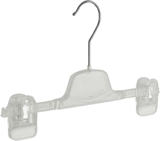 De Kledinghanger Gigant - 10 x Cintre jupe / cintre pantalon / cintre pantalon / cintre bébé / cintre enfant / cintre en plastique transparent avec piquets antidérapants, 30 cm