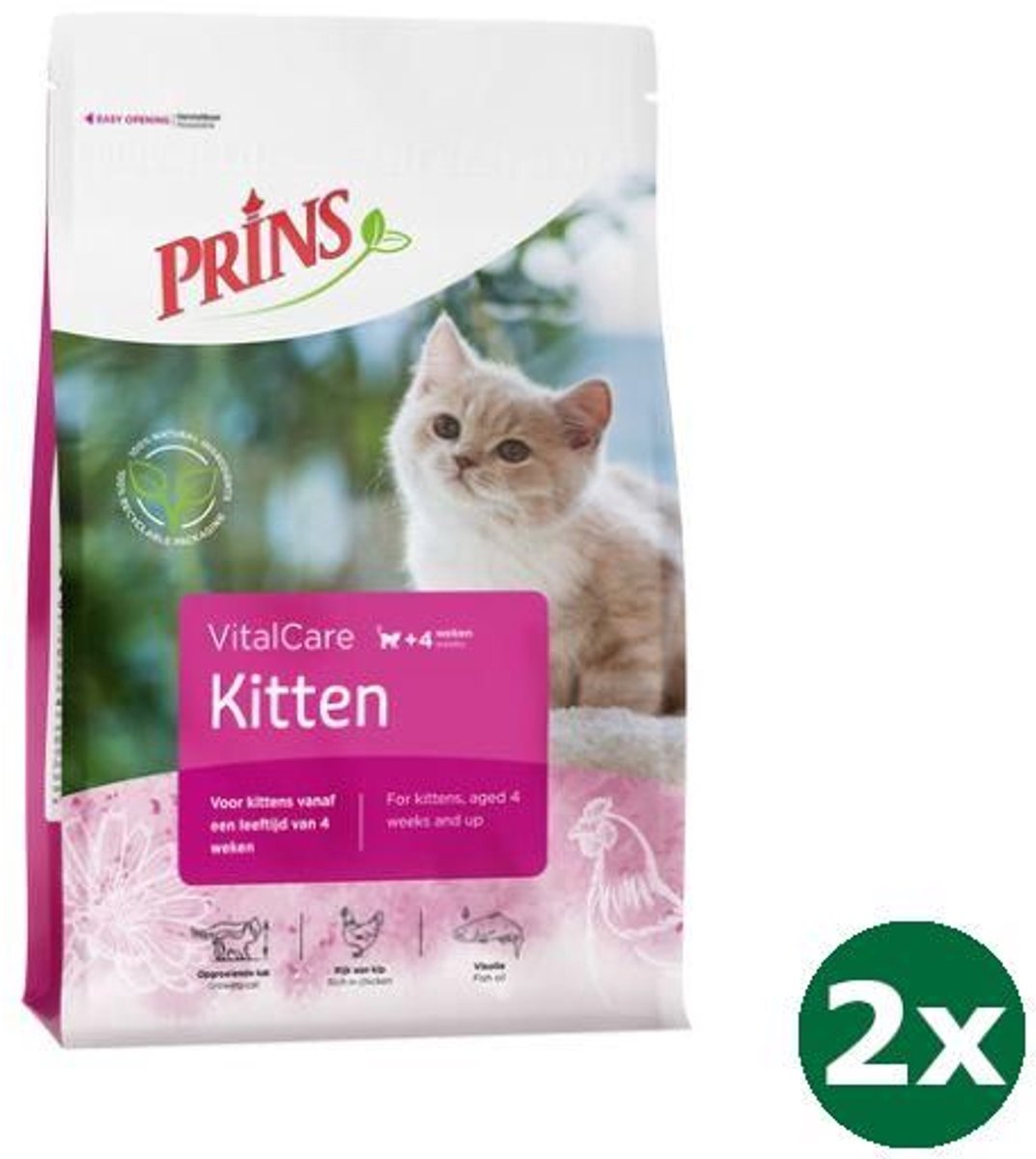 Prins Prins cat vital care kitten kattenvoer 2x 4 kg