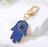 Sleutelhanger Hand Van Fatima I Hand van Hamsa I Evil Eye Sleutelhanger I Geluksbrenger I Gelukshanger I Blauw