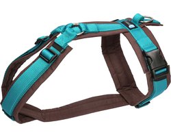 Annyx hondentuig hondentuigje- Y-tuig-BRUIN-PETROL-maat L-geschikt voor borst omtrek 70 tot 86cm-gewicht 26-38kg
