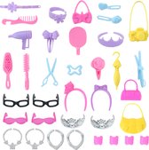 Accessoires voor modepop - Set van 46 items - Geschikt voor barbie - Sieraden, tassen, brillen, haarverzorging en meer - In cadeauverpakking