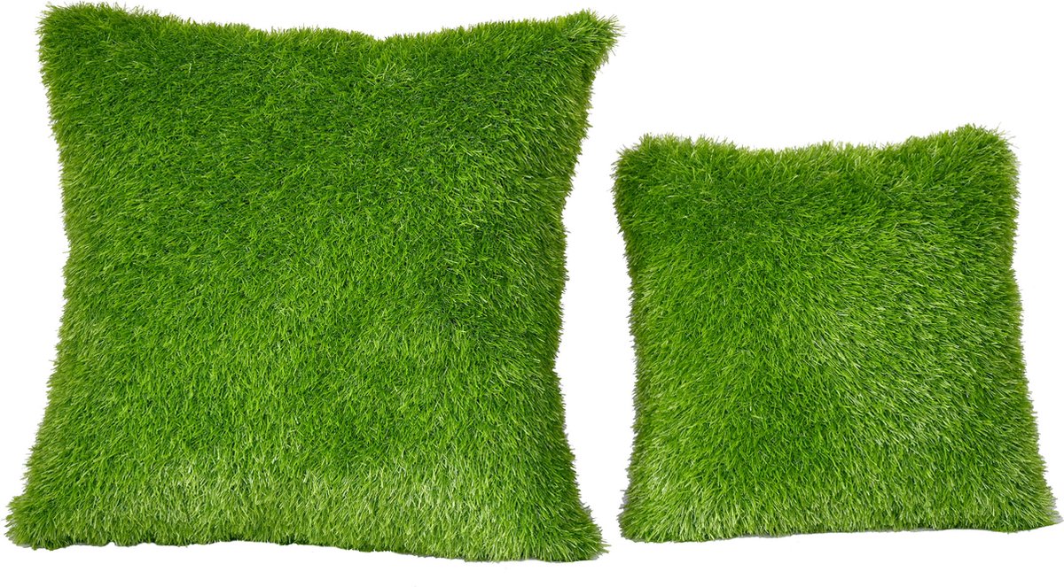 Vierkant kussen 35 cm- grasfiguur-tuinknuffel-grasdieren-kunstgras-grasfiguur tuindecoratie-