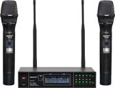 HandyHaven® - Microfoon set van 2 - Karaoke - Kinderen - Volwassenen - Verstelbare Frequentie - 530.00-554.50MHz / 556.00-580.50 MHz - Tot ongeveer 50m - Power adapter - Receiver - Ontvanger - Antennes - Zwart - Met Lcd scherm - Gebruiksaanwijzing