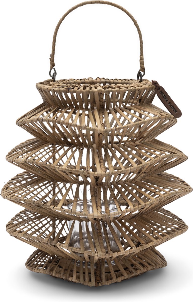 Riviera Maison Lantaarn windlicht rotan 31 cm hoog - Les Dunes lantaarn binnen landelijk