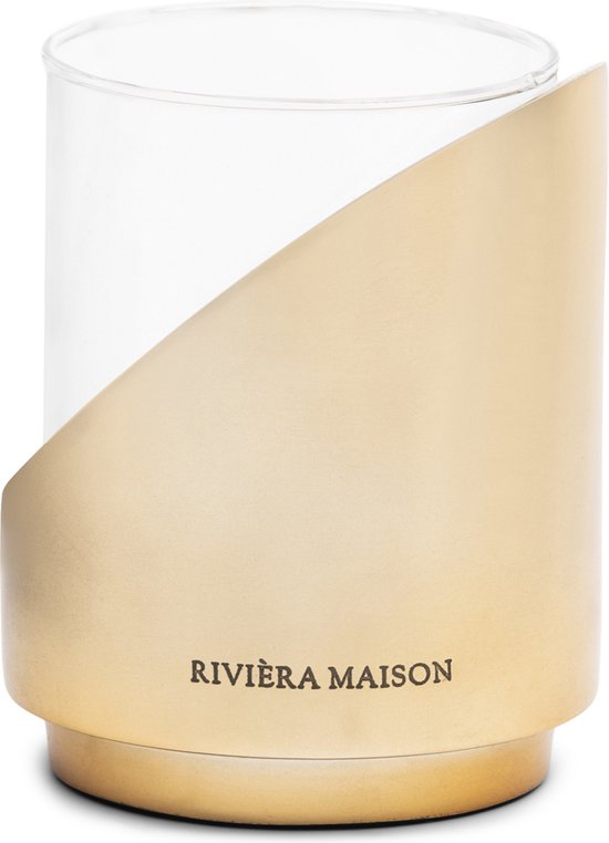 Riviera Maison Photophore doré avec verre votif rond - Photophore Gaia métal doré