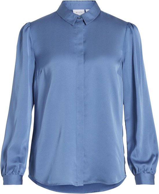 Vila Blouse Viellette Satin L/s Shirt - Noos 14063320 Coronet Blue Dames Maat - W42