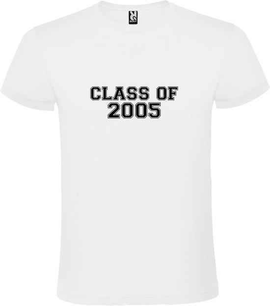 Wit T-Shirt met “Class of 2005 “ Afbeelding Zwart Size 4XL