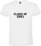 Wit T-Shirt met “Class of 1991 “ Afbeelding Zwart Size 3XL