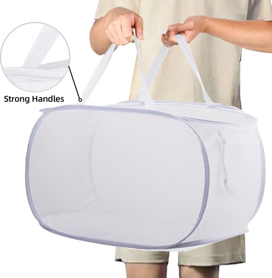2 Pièces Paniers à Linge Pliables Pop Up Maille Lavage Panier à Linge Sac Poubelle Panier Jouet Range Organisateur De Rangement Organisateur Noir 90687364
