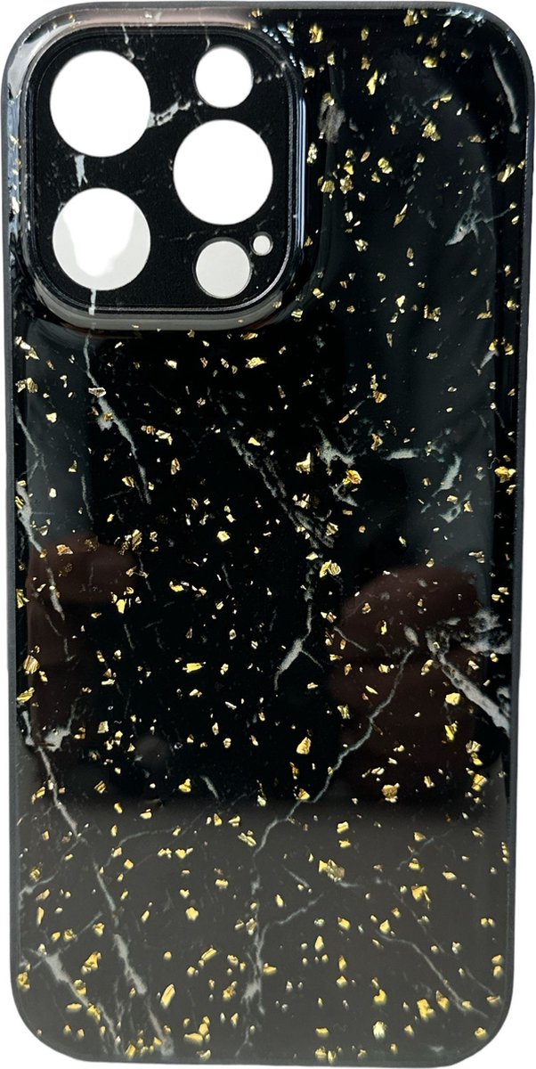Silicone Hoesje Print - Backcover - Geschikt voor Apple iPhone 15 Pro - Marmer Zwart