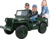 Elektrische Kinderauto - Willy's Jeep - 24V - 3-Persoons - Met Afstandsbediening - Matcha - Army
