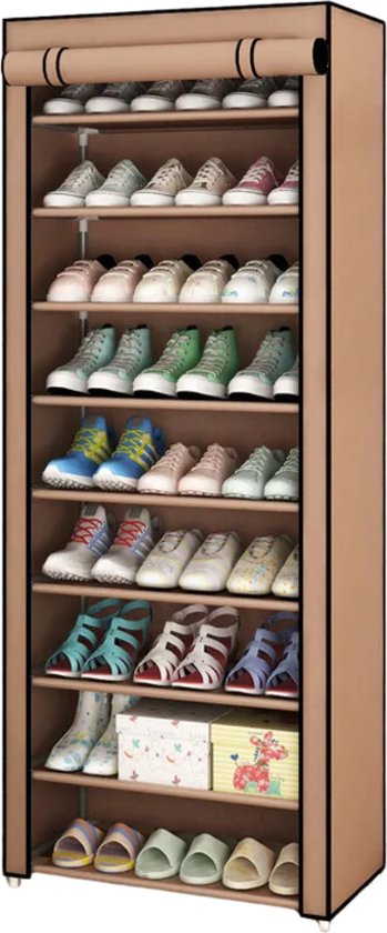 Advantage Explorer - Groot étagère à chaussures à 9 niveaux - Jusqu'à 54 paires de Chaussures pour femmes - 100 cm de large et 160 cm de haut - Grijs - Rouge - Marron - Rose