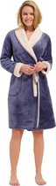 Pastunette Deluxe - Dames Badjas Fleece - Dark Blue - XXL - Blauw.