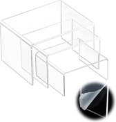 Acryl Display 3 stuks helder acryl display riser display riser etalage lichten 3 stappen helder riser rek vitrine decoratieve bruggen van acrylglas acryl U-standaard 3 maten