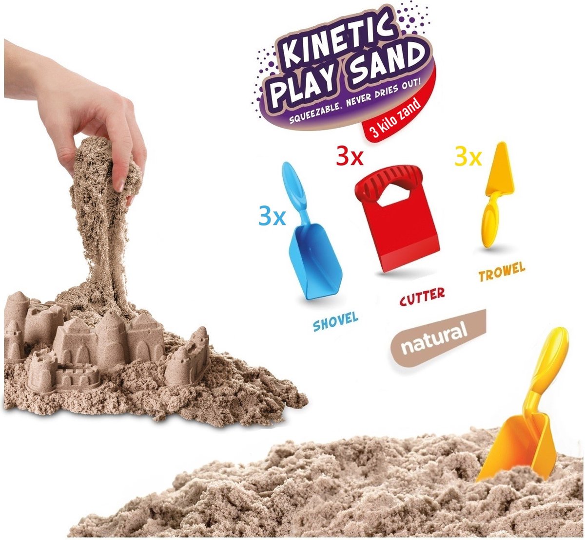 PLAY IT Kinetisch Zand 3 KG Bruin - Speelzand - Magic Sand