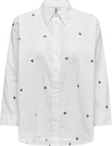 Only Blouse Onlnew Lina Grace Ls Emb Shirt Noos 15283743 Bright White/sagebrush Dames Maat - L