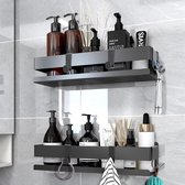 Doucheplank met Scheermeshouders - Douche Organizer - Badkamerrek voor Douchegel, Shampoo en Zeep - Ruimtebesparende Opbergoplossing - Modern Design - Eenvoudige Installatie