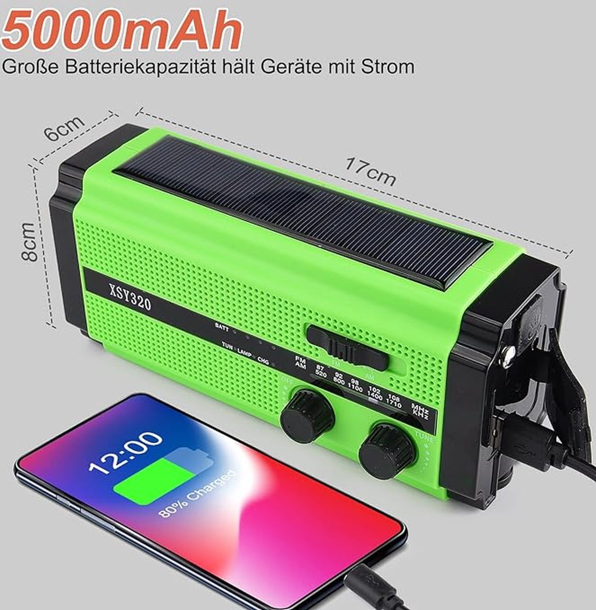 Totle Noodradio Essential - 1000mah Powerbank - Zonnepaneel - Opwindbaar - - De Webshop Voor Preppen & Zelfredzaamheid