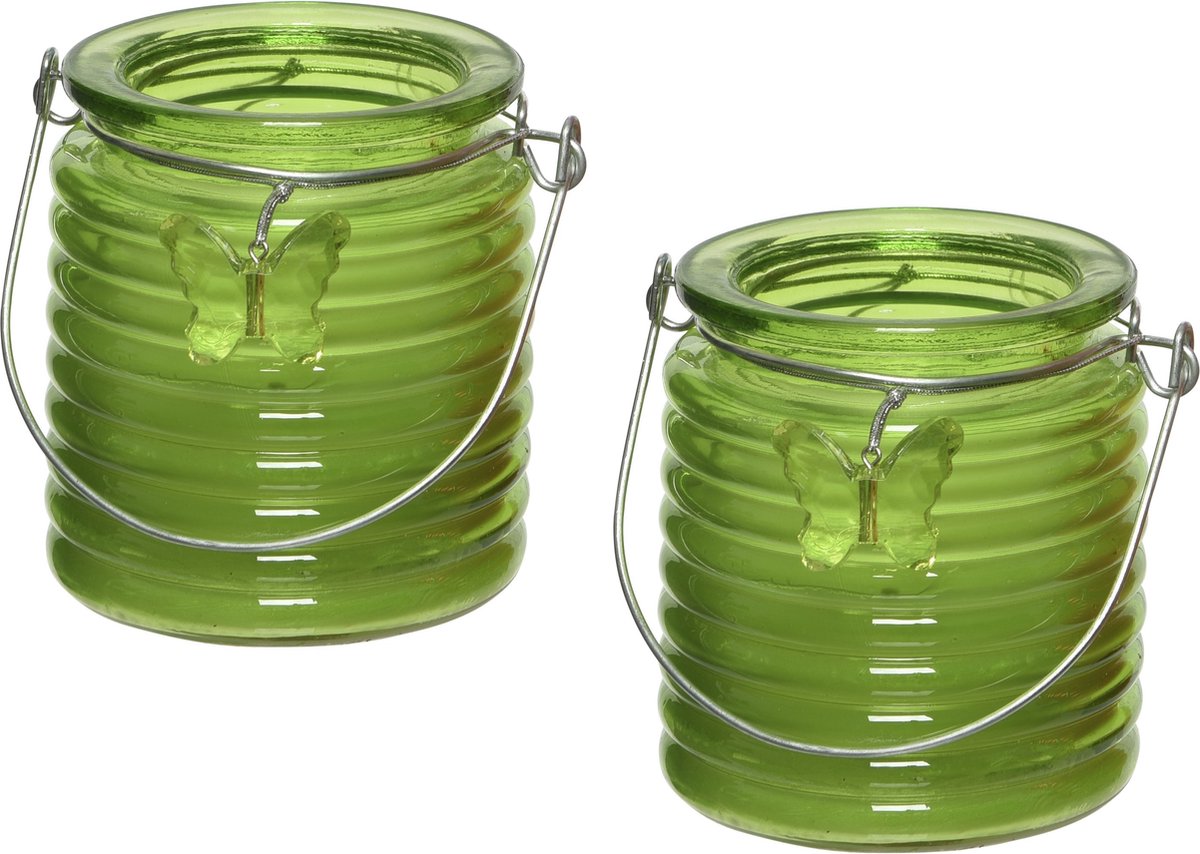 Decoris Citronella kaars - 3x - in windlicht - groen - 20 branduren - citrusgeur