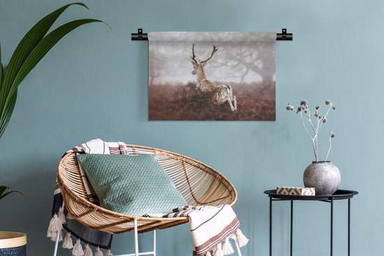 Tapisserie murale - Tissu mural - Cerf - Brume - Plantes - 60x40 cm - Tapisserie murale