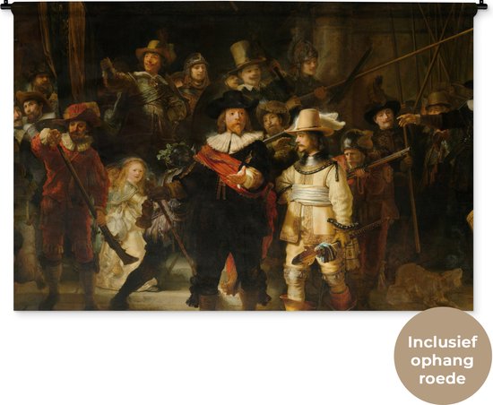 Wandkleed - Wanddoek - De Nachtwacht - Schilderij van Rembrandt van