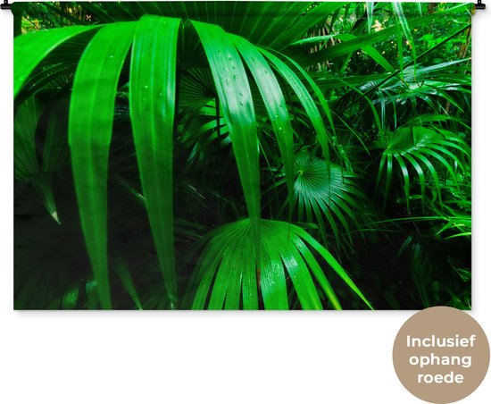 Wandkleed Jungle - Palmbladen in de jungle Wandkleed katoen 180x120 cm - Wandtapijt met foto XXL / Groot formaat!