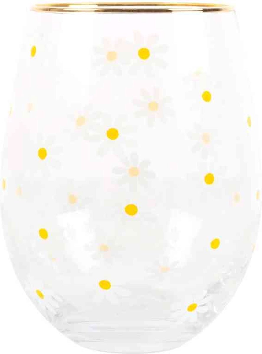 Something Different - All Over Daisy Print Stemless Wijnglas - Multicolours
