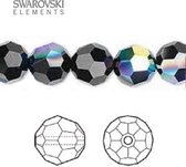Swarovski Elements, 12 stuks Swarovski ronde kralen, 10mm, jet AB, (5000)