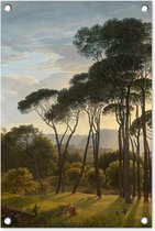 Tuindecoratie Italiaans landschap met parasoldennen - Schilderij van Hendrik Voogd - 40x60 cm - Tuinposter - Tuindoek - Buitenposter