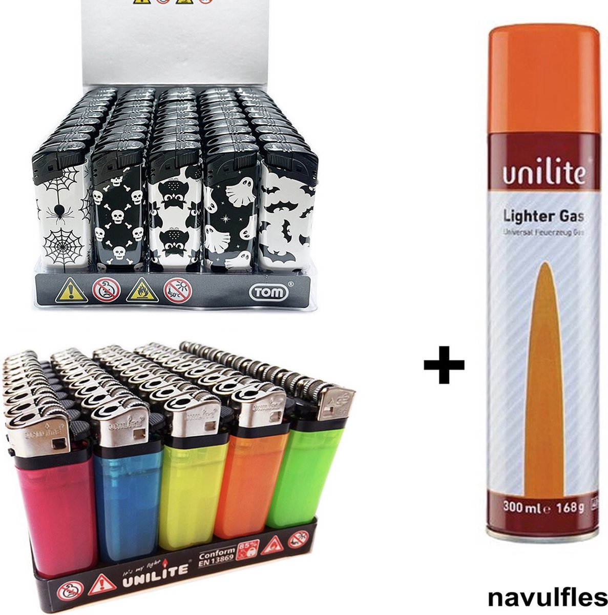 Klik Aansteker - 100 stuks - Unilite electronic en vuursteen aanstekers 1 gasfles