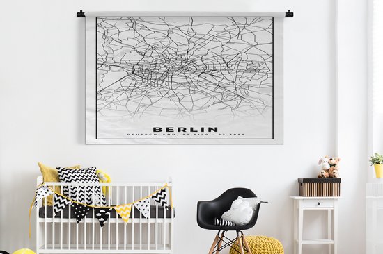 Tapisserie murale - Toile murale - Berlin - Carte - Plan de ville - 180x120 cm - Tapisserie