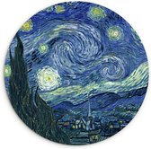 Wandcirkel - Sterrennacht - Van Gogh - Kunst - Oude meesters - Muurcirkel binnen - Ronde schilderijen - Wanddecoratie rond - 90x90 cm - Rond schilderij - Muurdecoratie cirkel - Woonkamer - Kamer decoratie - Wandcirkels - Slaapkamer