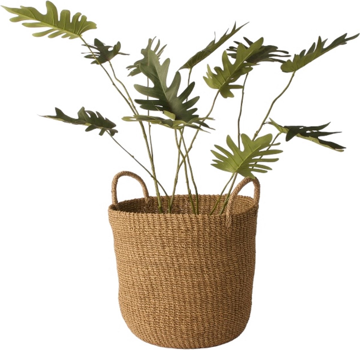 WinQ! - Mand Abaca Handvat Naturel - 25x30cm - Plantenmand- decoratie mand- Wasmanden - duurzaam en sterk