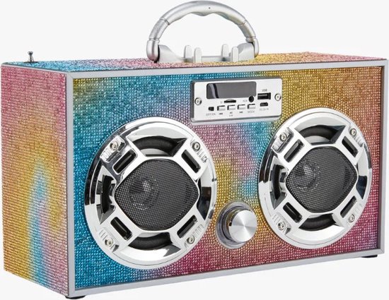Trend Tech Brands - Swirl Bling draadloze boombox met FM-radio - kinderen - muziek - Bluetooth - Bluetooth boombox - Vintage geluidssysteem — afbeelding 2
