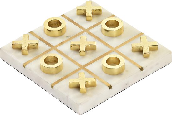 Deco Object Marble Tic Tac Toe – Goud/Wit