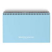 Maandelijse Planner blauw - 33x22.5cm - 300 gms papier - 6 vellen dubbelzijdig - Spiraalgebonden - Met afgeronde hoeken - Met omslag