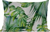 PillowMonkey - Sierkussen - Tropische bladeren - Bladeren - Groen - Sierkussen buiten - Tuin - 60x40 cm