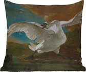 Buitenkussens - Tuin - De bedreigde zwaan - Schilderij van Jan Asselijn - 60x60 cm