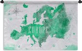 Wandkleed - Wanddoek - Wereldkaart - Europa - Verf - 60x40 cm - Wandtapijt