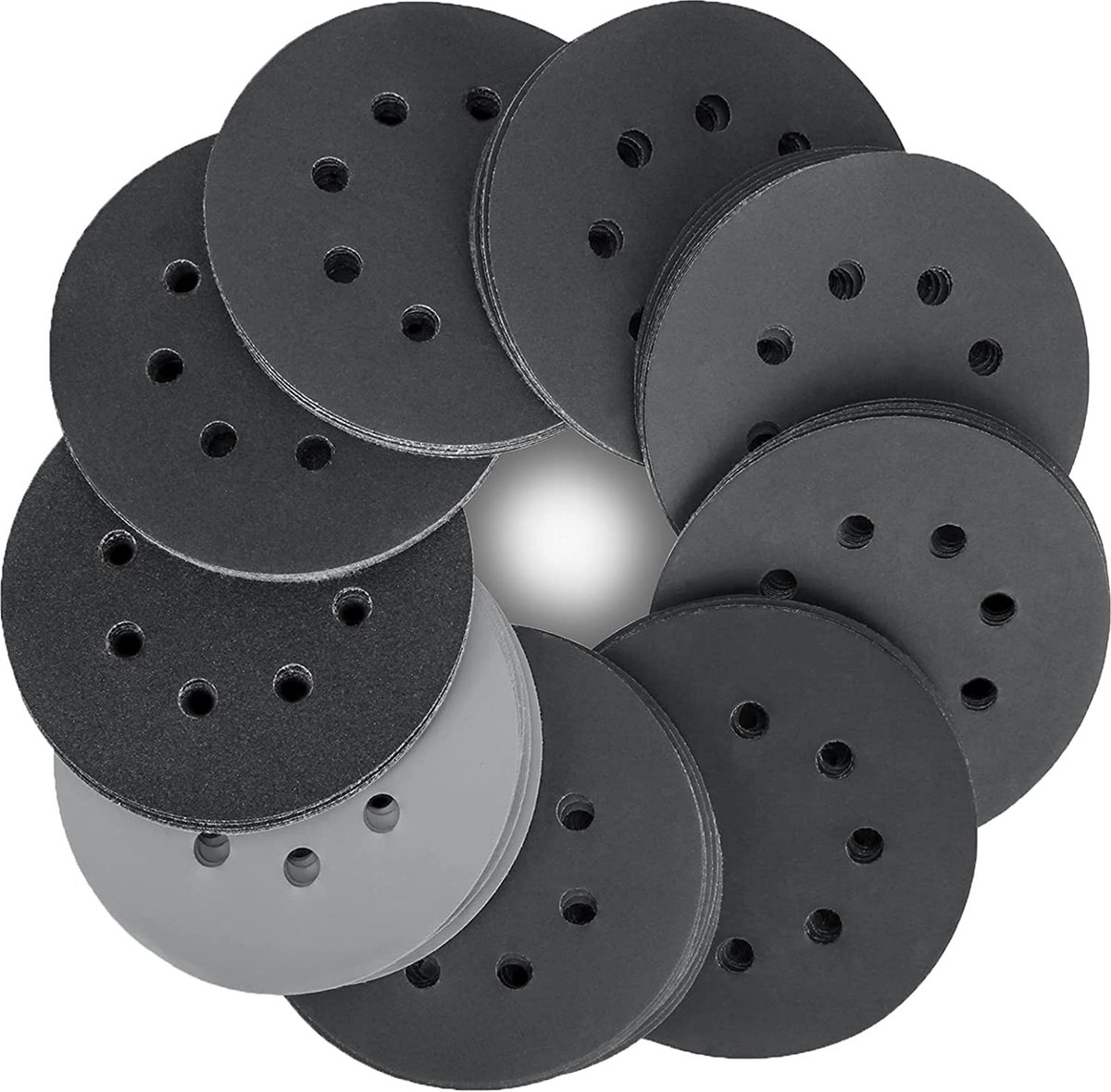STEBRUAM Orbitale schuurschijven 125mm schuurschijven 80PCS siliciumcarbide schuurpapier droog nat omvatten 320 400 600 800 1000 1200 1500 2000 grit voor waterdichte schuurmolen polijsten metaal automotive