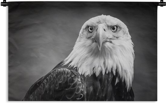 Tapisserie - Toile murale - Aigle - Oiseau de proie - Zwart - Wit - Animaux - 180x120 cm - Tapisserie