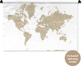 Wandkleed WereldkaartenKerst illustraties - Wereldkaart van krantenpapier op een witte achtergrond Wandkleed katoen 90x60 cm - Wandtapijt met foto