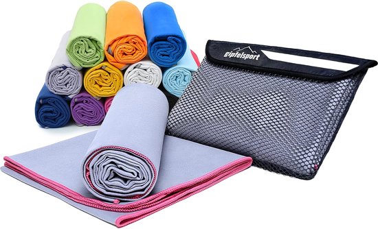 Microvezel handdoekenset, voor sauna, fitness, sport, strandhanddoek, sporthanddoek, 8 maten, 12 kleuren, roze