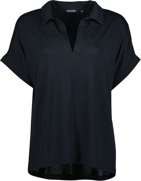 Blue Seven dames blouse - blouse dames - 105807 - zwart met polokraag - maat 42