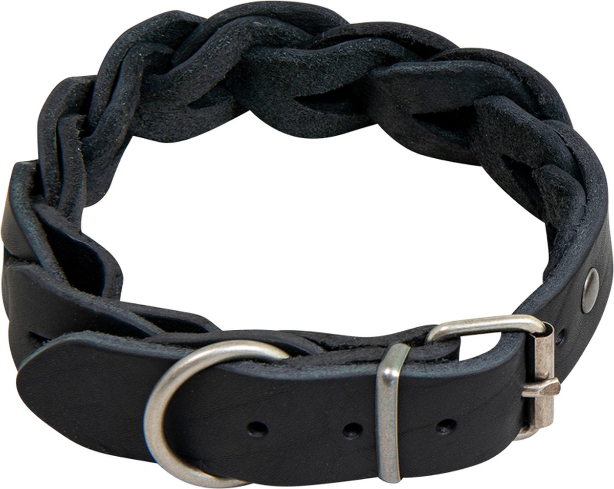 Animal Boulevard Ab30003 - Hals- En Leibanden - Hond - Ab Country Leather Gevlochten Halsband Zwart-25mmx49-55cm - Maat: 25mmx49-55cm - 205269
