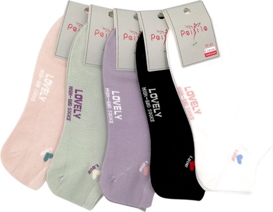 Chaussettes basses - Lot de 5 - Amour - Chaussettes coeur - Taille 35/38