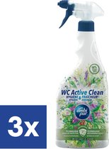 Ambi Pur Active Clean Spray Toilettes Sauge Sauvage & Cèdre - 3 x 750 ml