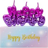 Candle Wisdom - Kaarsje Happy Birthday paars - Verjaardags cadeautje - Happy Birthday - Verjaardags Kaarsen Cadeau - Taart decoratie