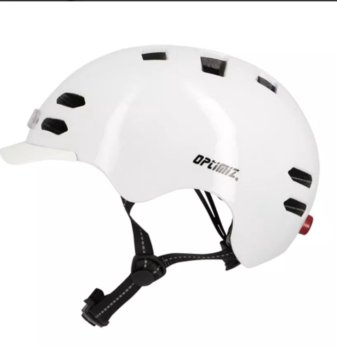 Fietshelm optimiz urban met geïntegreerde lichten - CE EN1078 - usb oplaadbaar - wit (54-57 cm)