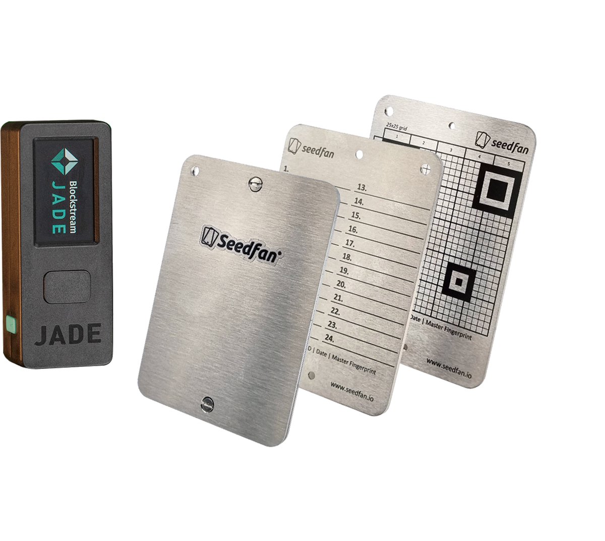 Blockstream Jade + Seedfan Steel Kit (hardware wallet en stalen back-up) - Seedfan